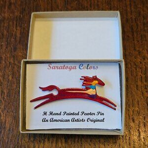 Sarasota Colors Vintage 90's Horse Pin. Hand Painted. 3"